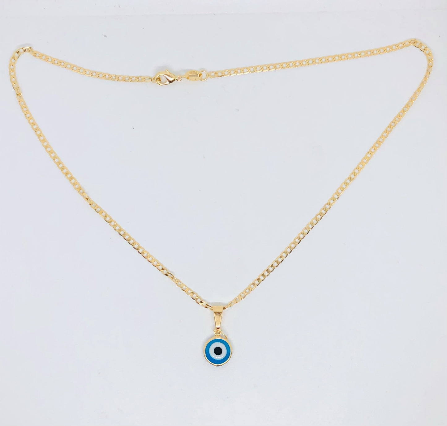 Sky Blue Evil Eye Pendant With Chain