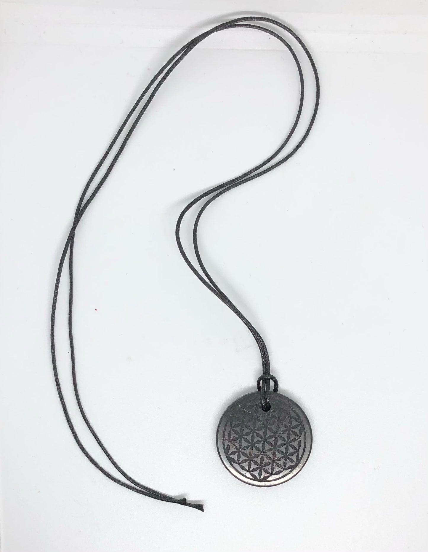 Shungite (Flower of Life) Pendent With String