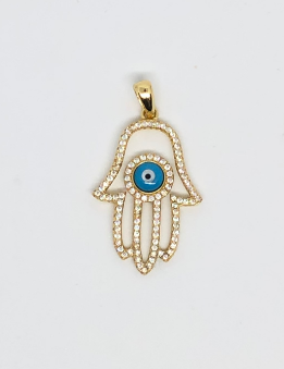 Blue Evil Eye Hamsa Pendant