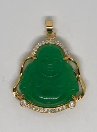 Blinged Out Jade Happy Buddha Pendant